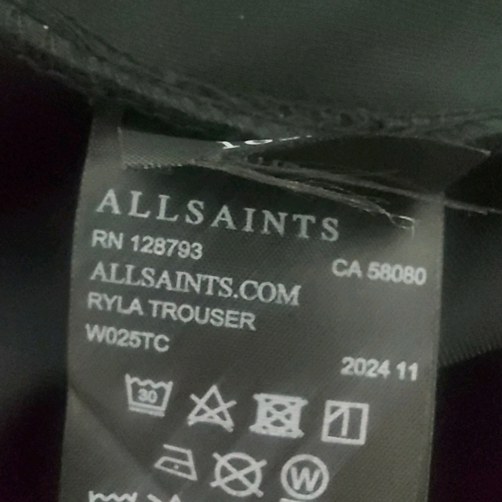 Allsaints Pants Size 8 Black Ryla Pull On Flare Legging Split Ankle New - Picture 12 of 12